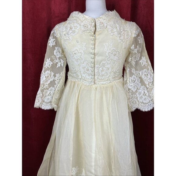 Vintage 60s Jackie O Style Wedding Dress Funnel Neck Detachable Train - Picture 5 of 7